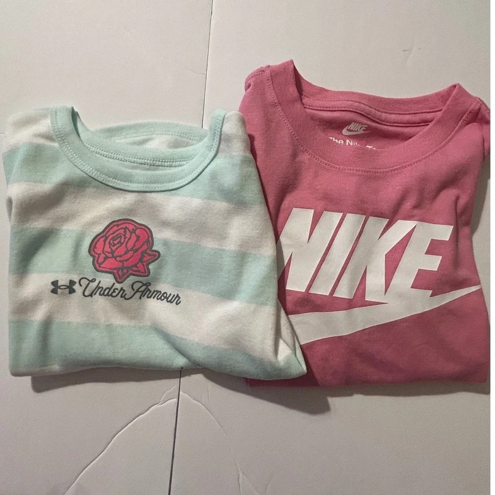 Nike Under Armour Girls Graphic T-Shirt Bundle Pink Blue Size 5 NWT